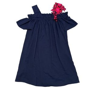 Mynah Reynu Taandon Anthropologie Zoya Open Shoulder‎ Floral Swing Dress Size S